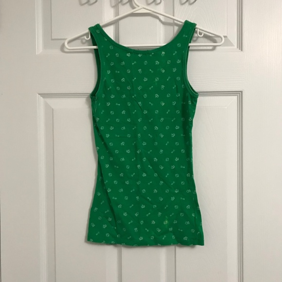 Y2K Seductions Patterned Tank Top XS Green Crown Key Diamond Ring - Picture 2 of 4